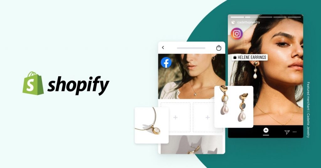 Shopify logo with screenshots