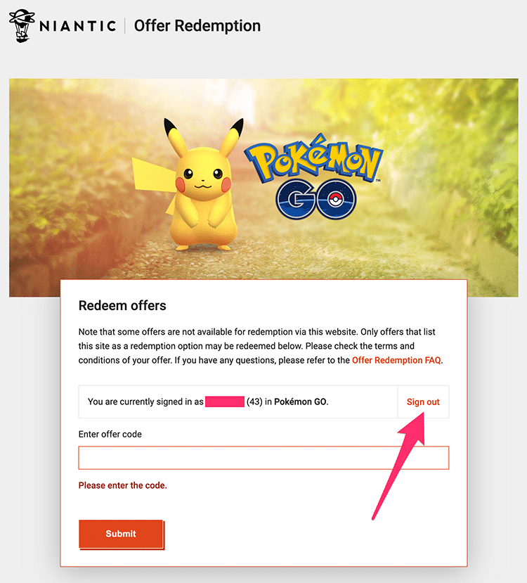 Pokemon Go Redeem Offers