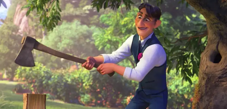Encanto Characters Agustin Madrigal using an axe 