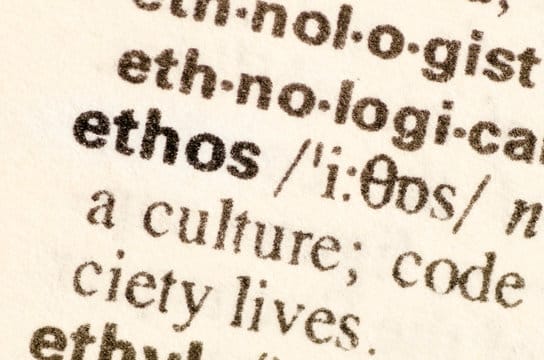 Ethos word on paper