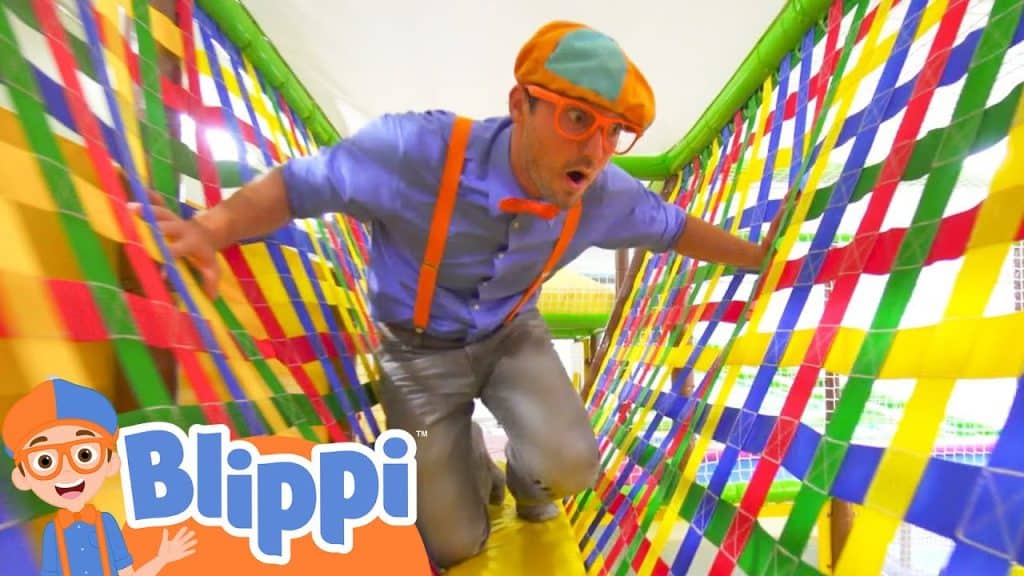 Blippi in a rainbow net