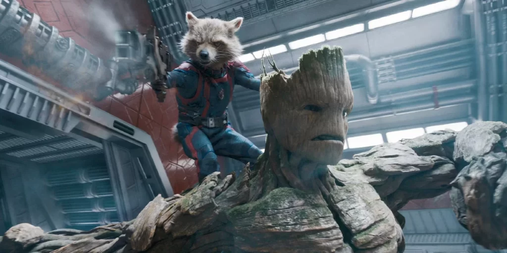 Rocket and Groot in Guardians of The Galaxy Vol 3