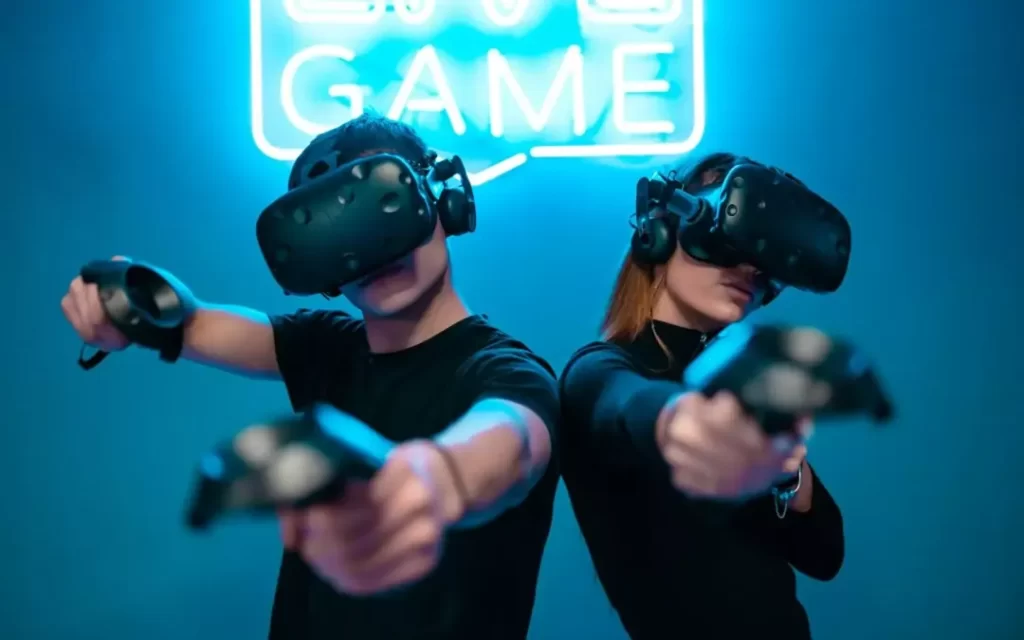 Boy and Girl with VR headset