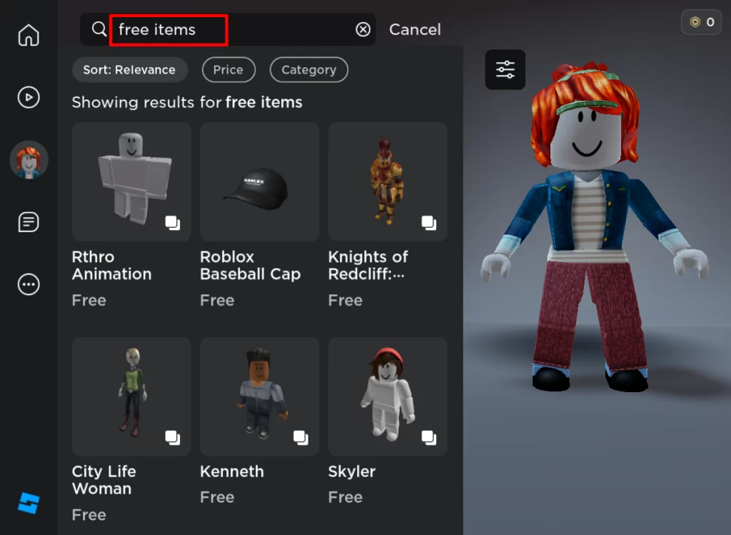 Free Items in Roblox