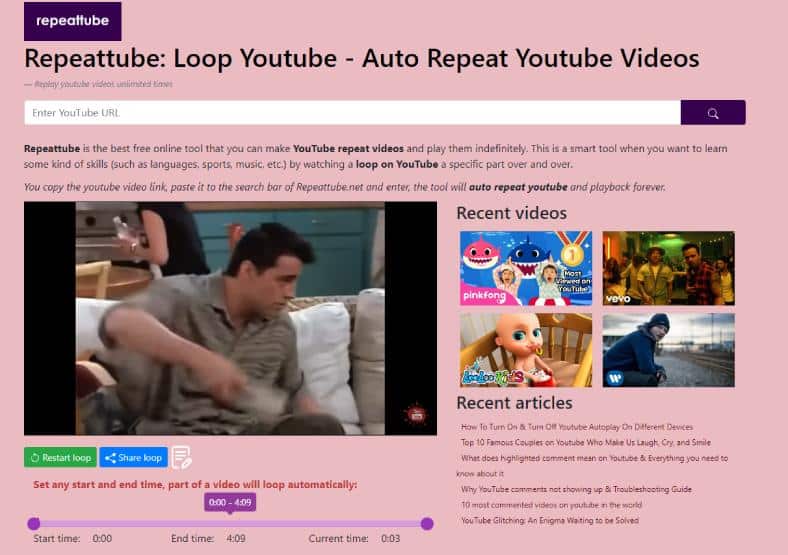 Repeattube: Loop  - Auto Repeat  Videos