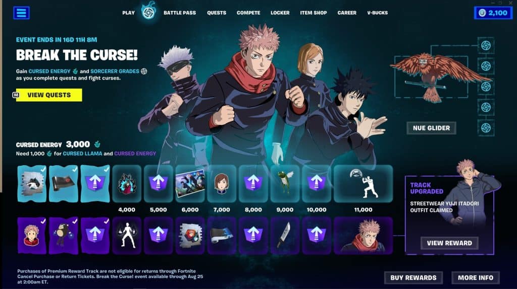 Jujutsu Kaisen Fortnite Skins