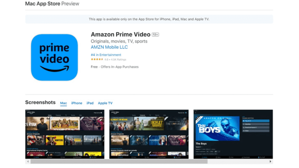 适用于Mac的亚马逊Prime视频应用程序-本地Prime视频下载