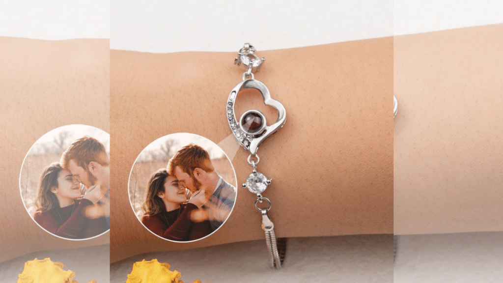 Customize your love story Heart-shaped sterling silver anniversary bracelet makes memories more precious