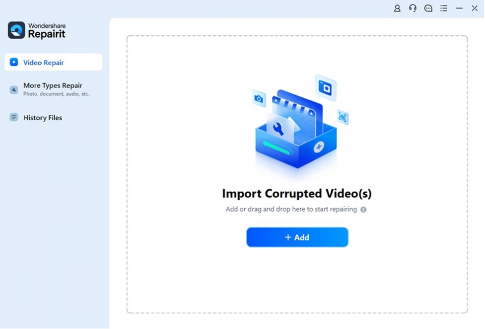 import video to repairit using add