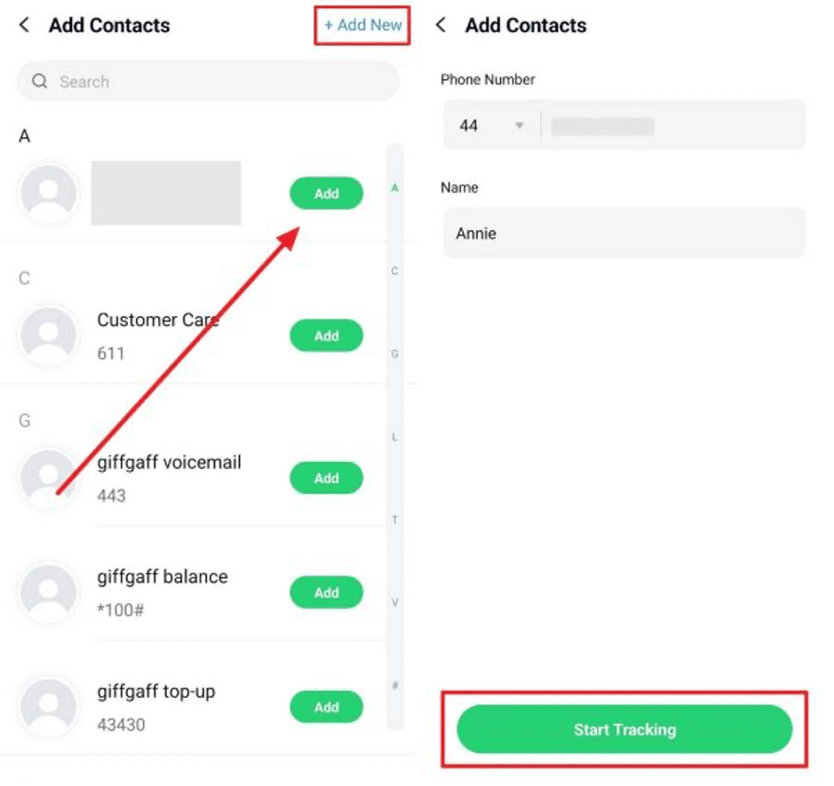 select start tracking