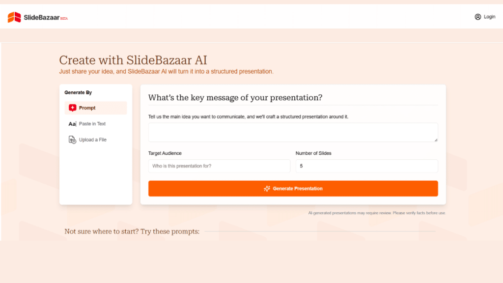 SlideBazaar AI The Best AI Presentation Maker to Design Smarter Presentations