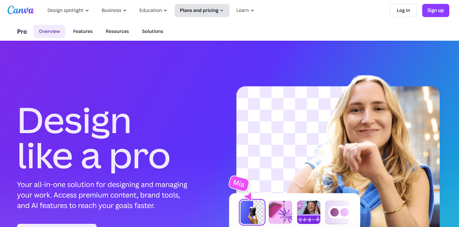 Canva Pro’s Web Page