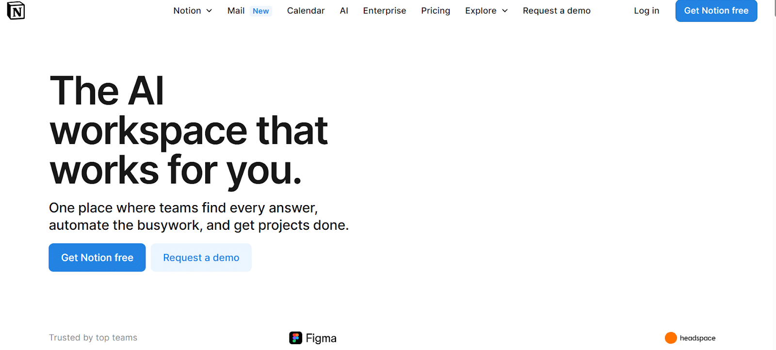 Notion AI’s Web Page