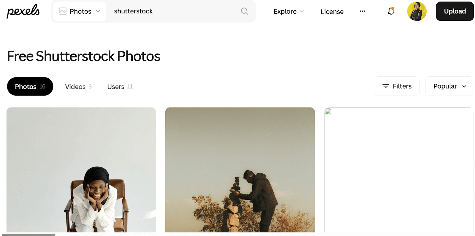 Pexel’s Home Page
