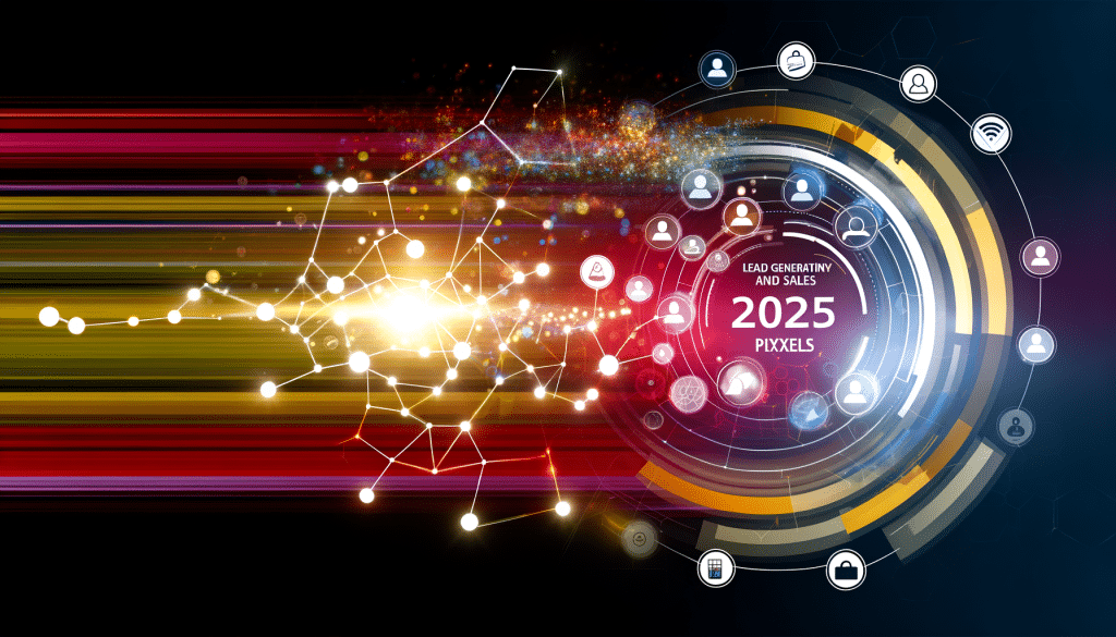 Illustration of digital lead generation and sales technology for 2025, suitable for B2B and startups
