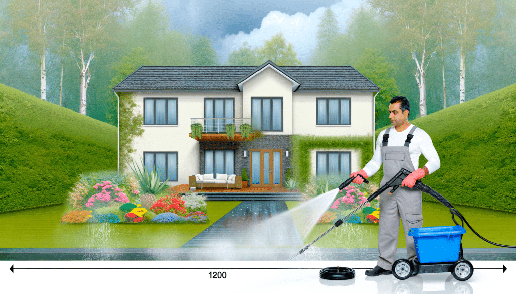 Soft washing a modern home exterior with eco-friendly methods