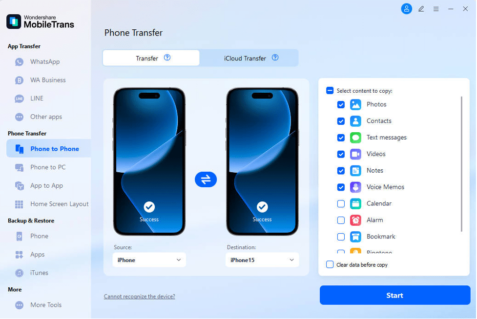 select phone transfer