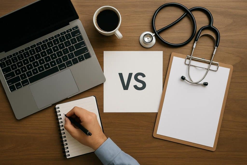 MPH vs MHA comparison infographic highlighting degree focus, skills, and careers