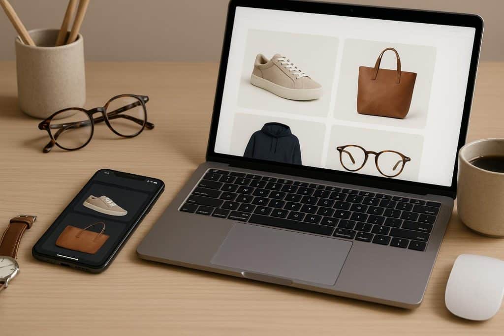 Product feed transforming into performance creative shown across multiple devices