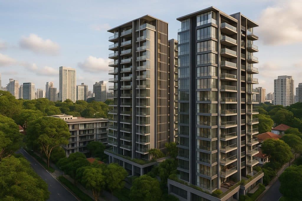 Orchard's new luxury condos exterior with skyline view and strong investment appeal