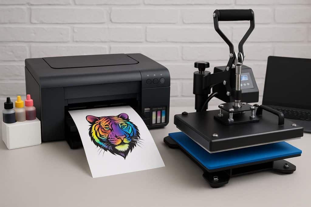 DTF printer and accessories for starting a direct-to-film printing business setup guide