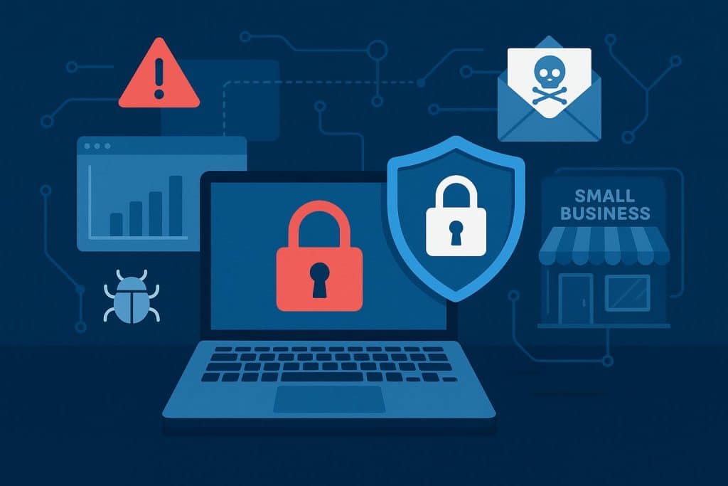 Cybersecurity measures protecting small business data with managed IT solutions