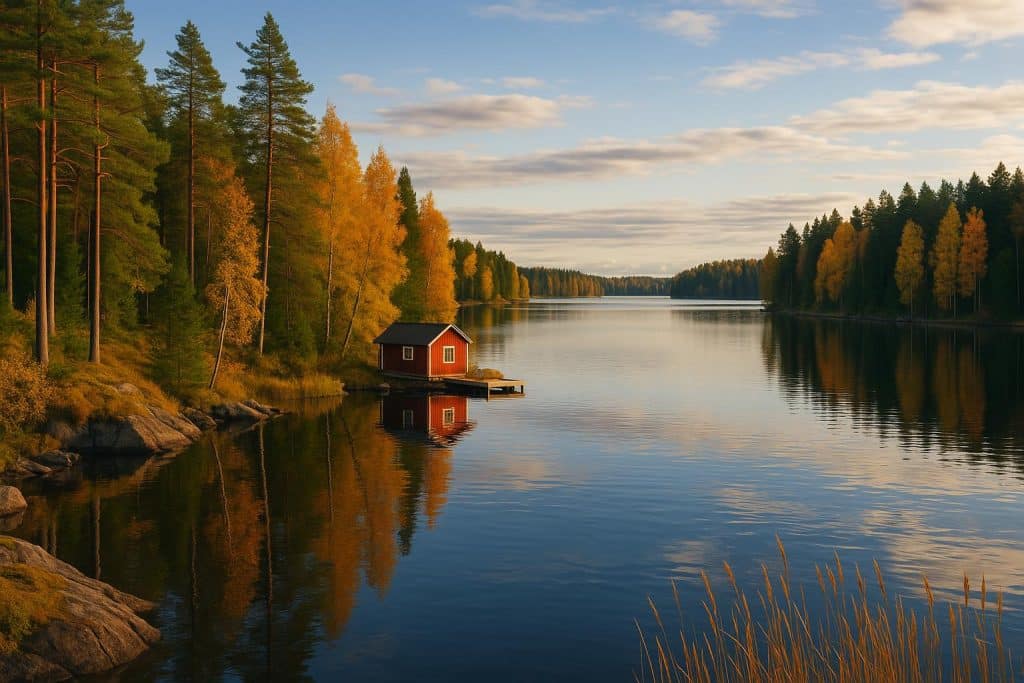 Scenic view of Finnish lakes and forests highlighting Finland's natural beauty for travelers