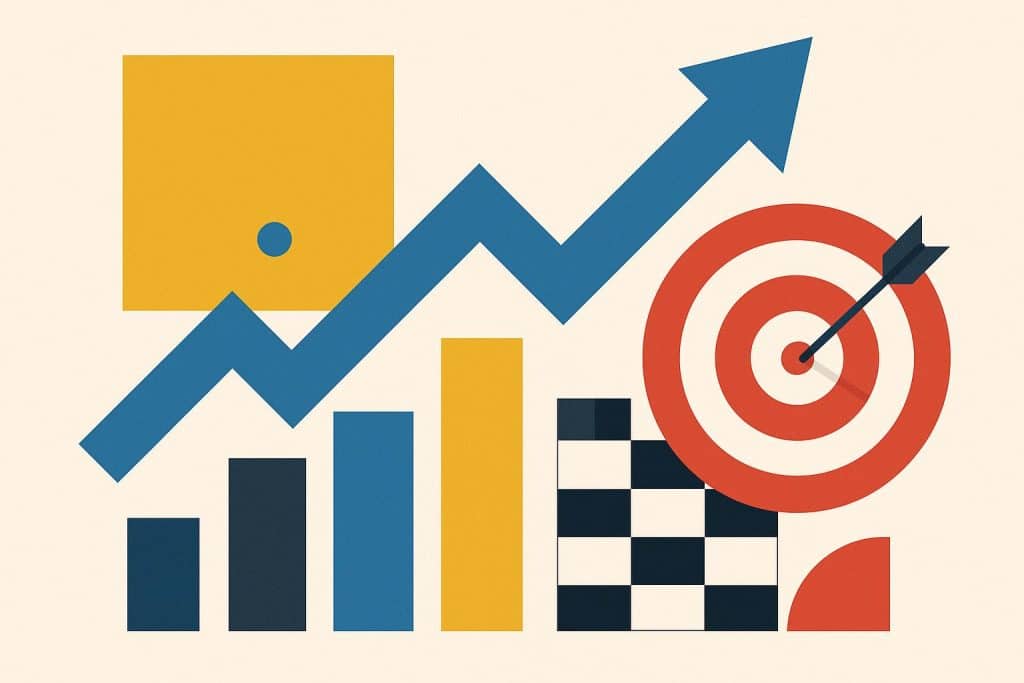Modern business branding concept with interconnected digital networks and upward growth arrow