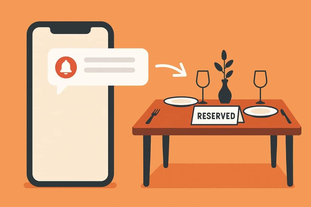 Smartphone displaying restaurant push notification, boosting online reservations and bookings