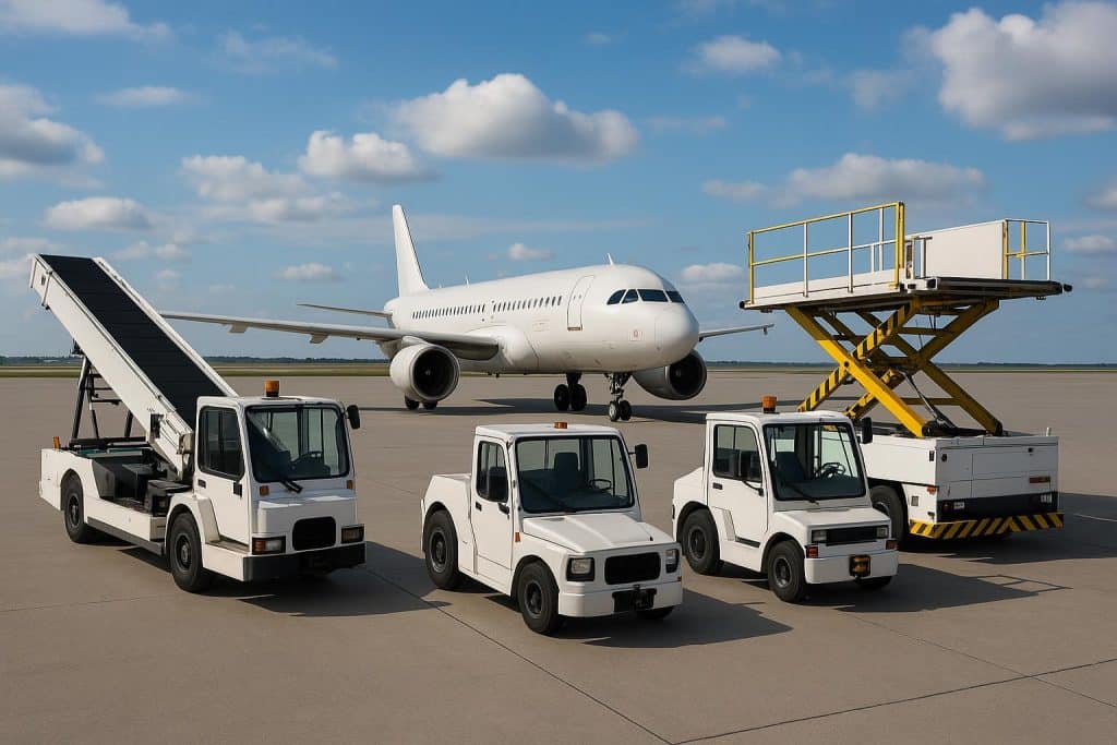 Modern ground support equipment lined up for fleet procurement in aviation industry operations