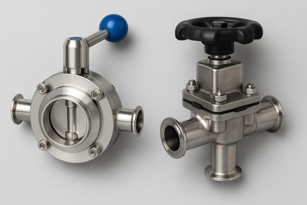 Sanitary butterfly valve vs sanitary diaphragm valve side-by-side comparison for fluid control