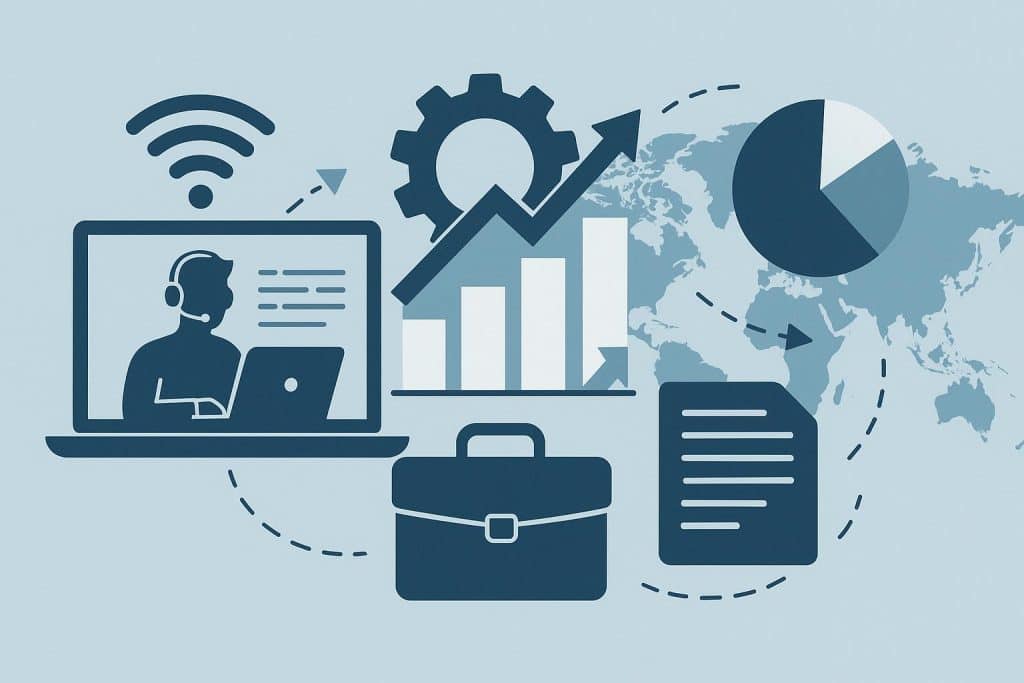 Remote engineers collaborating online to drive innovation in modern business strategies