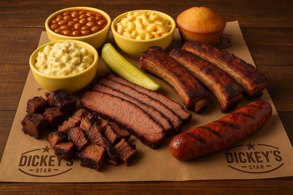 Dickey’s Barbecue restaurant storefront with branded signage and exterior decor