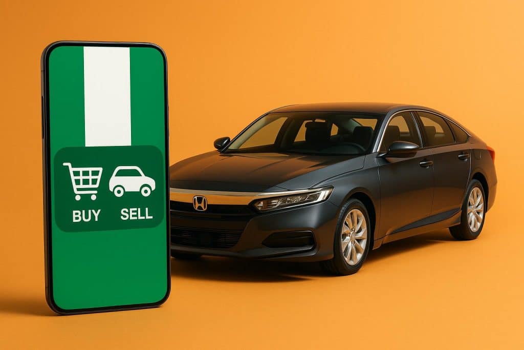 Smartphones and cars displayed for sale in Nigeria, showcasing trusted buying and selling options