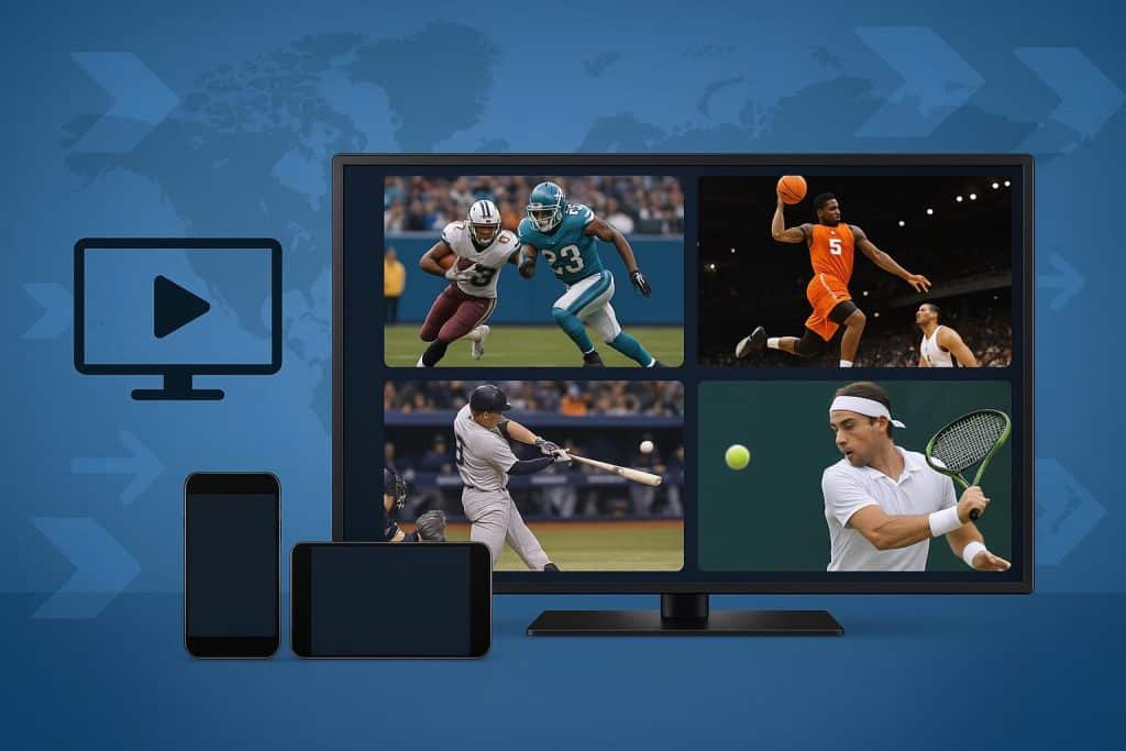 Sports streaming platforms displayed on devices as CrackStreams alternatives for watching live games