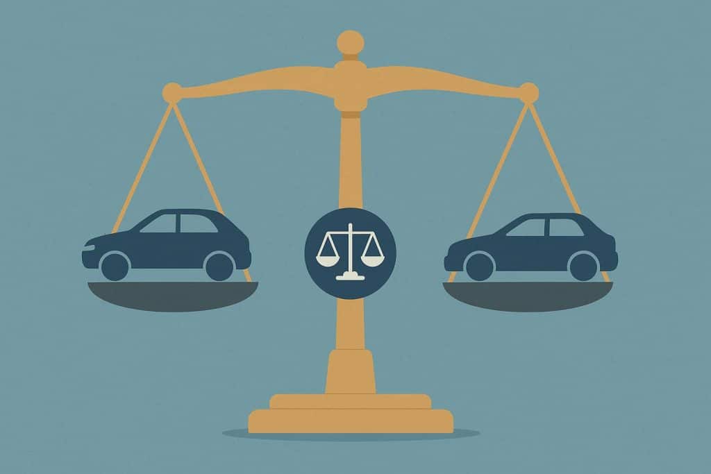 Insurance agent analyzing accident scene to determine comparative negligence responsibility