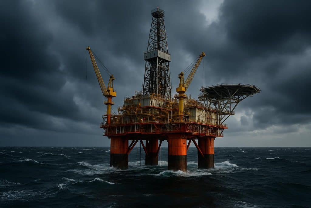 Offshore platform with advanced engineering features withstands harsh ocean weather conditions