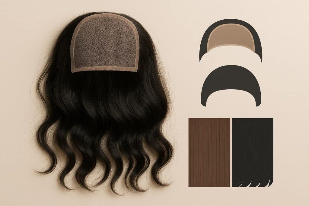 Lace top wig on display showcasing natural hairline and realistic scalp appearance