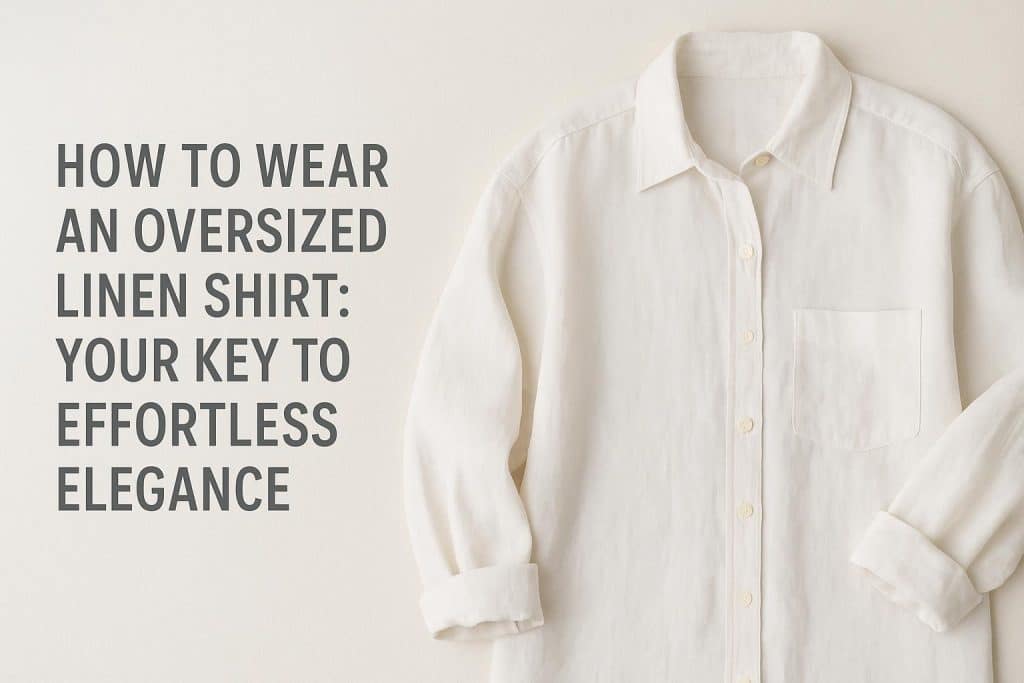 Oversized linen shirt styled with relaxed trousers for a chic, effortless fashion look