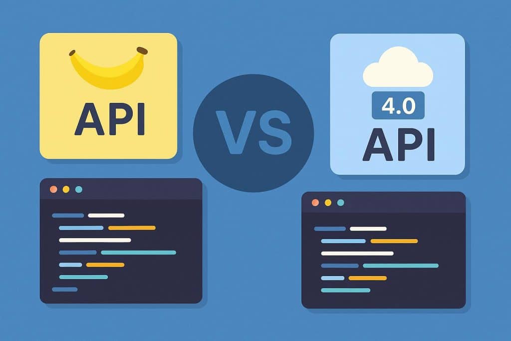 Nano Banana API and Seedream 4.0 API logos side by side for developer comparison