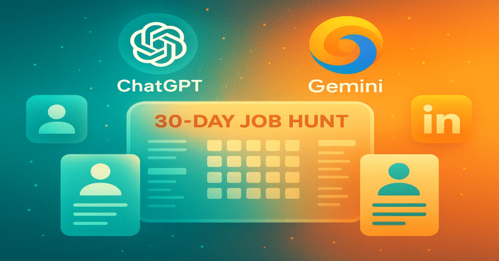 Image 1 of ChatGPT and Gemini Plan a 30-Day Job Hunt: Daily Actions, Warm Intros, Offers
