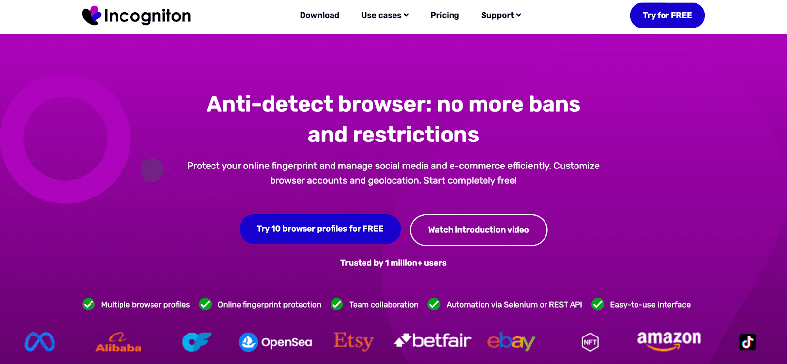 incogniton anti detect browser homepage