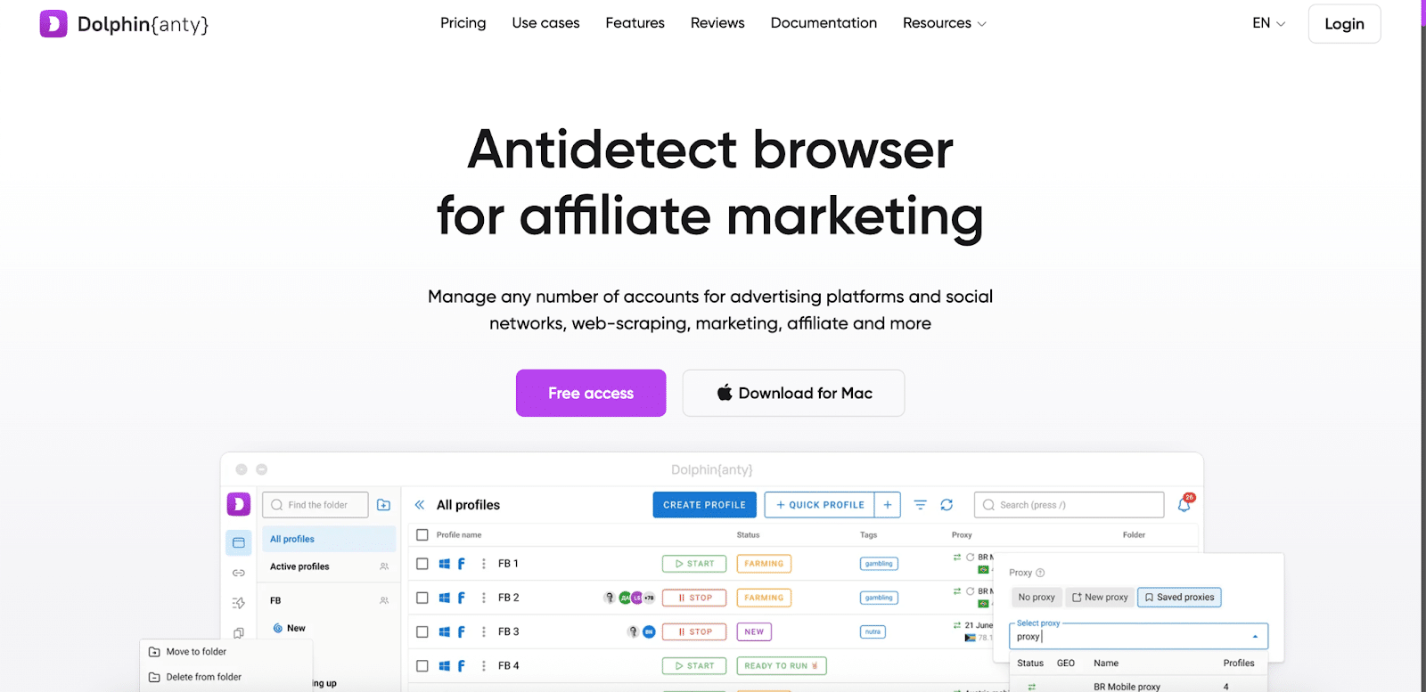 Dolphin{anty} anti detect browser homepage