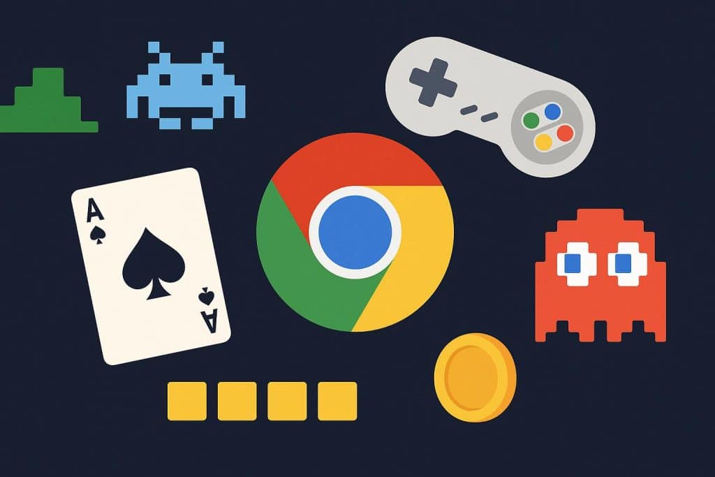 Collection of classic and modern games available for free on Google's hidden games archive