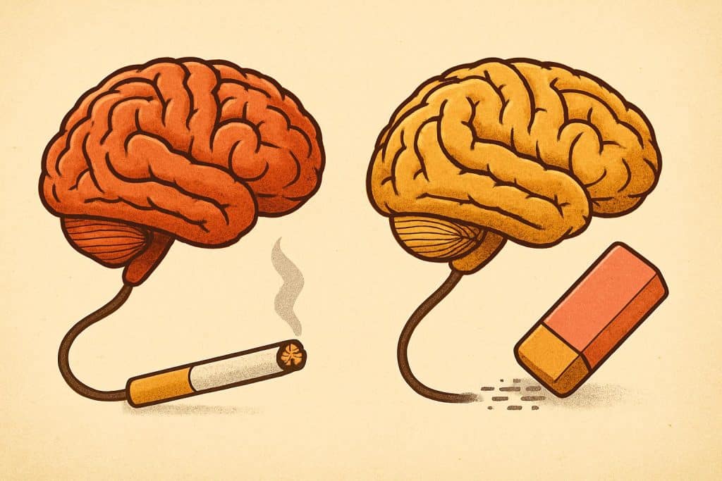Brain illustration showing neural pathways healing during addiction recovery and early sobriety