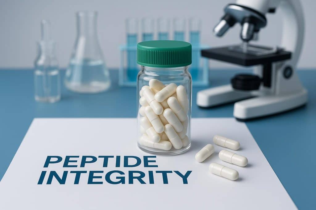 Laboratory capsules and peptides emphasizing quality control in scientific research sourcing