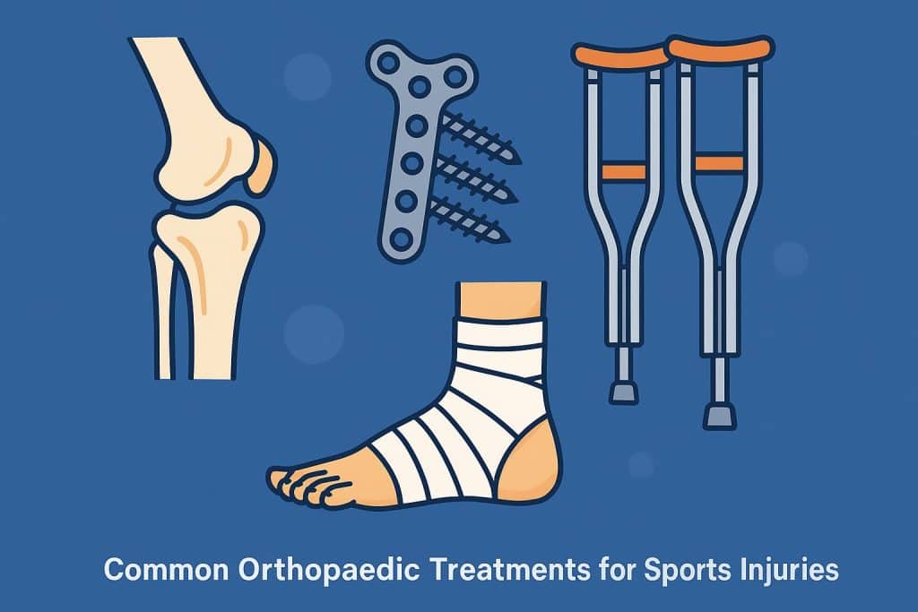 Physical therapy equipment and orthopedic supports used in sports injury treatment and recovery