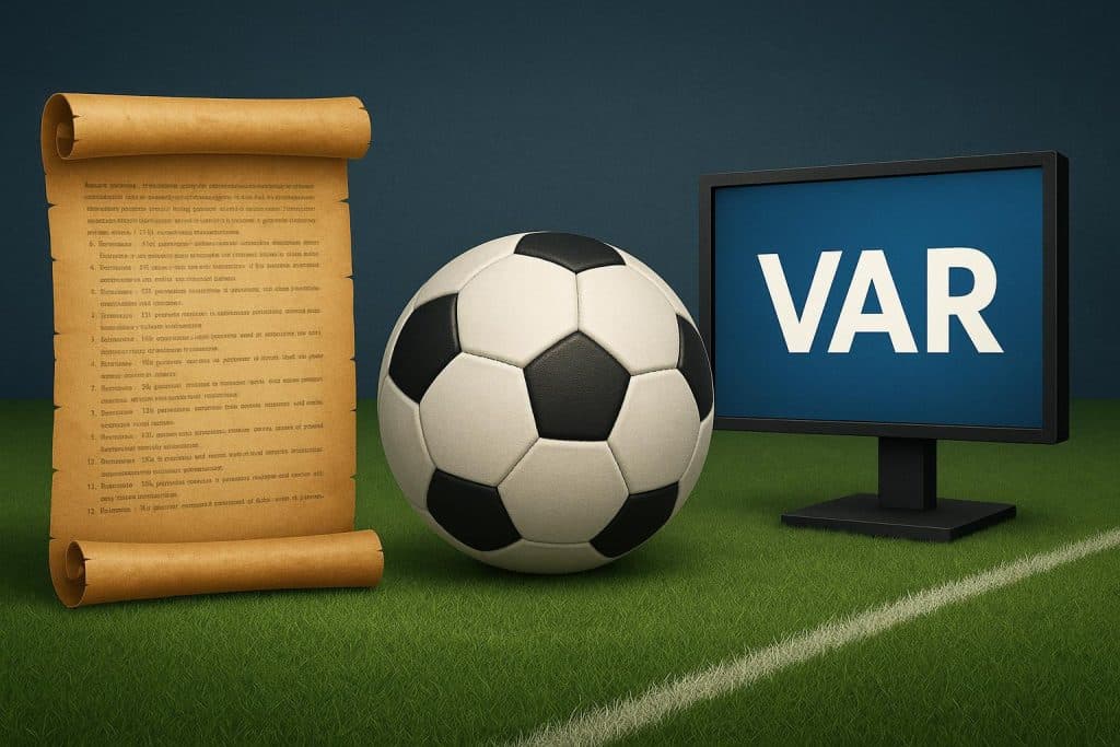 Historic and modern football innovations including VAR technology and early match settings