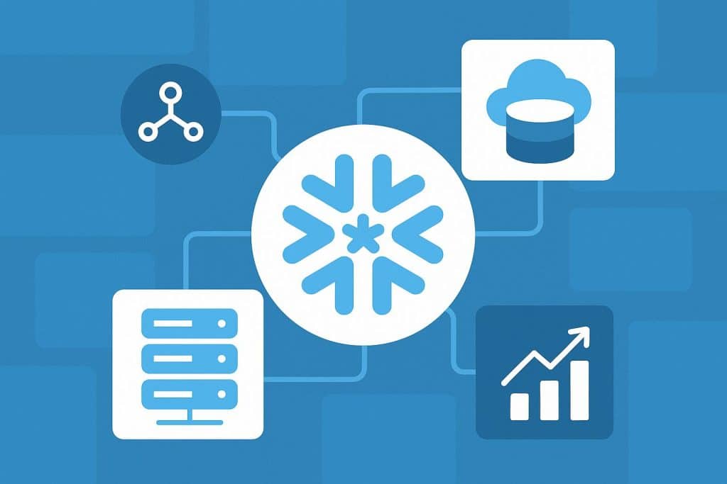 Snowflake cloud data platform interface showcasing core features and capabilities