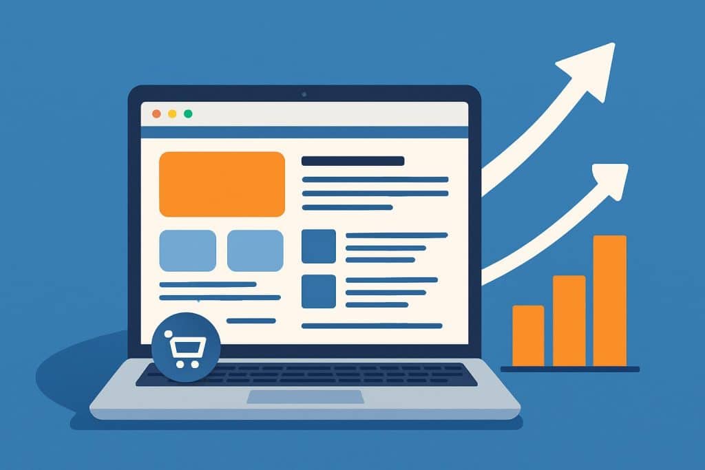 Modern website layout illustrating increased sales through effective web design elements